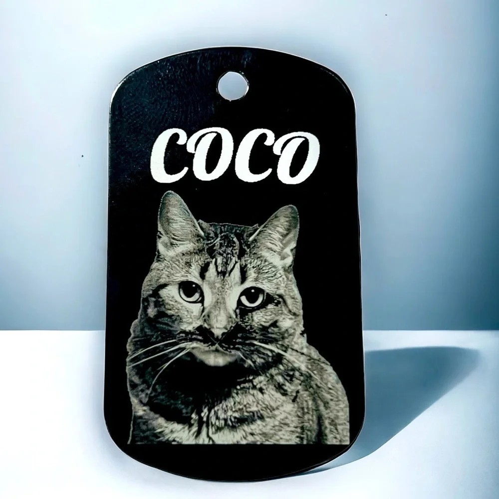 1 Black Stainless Steel Photo Pet Tag